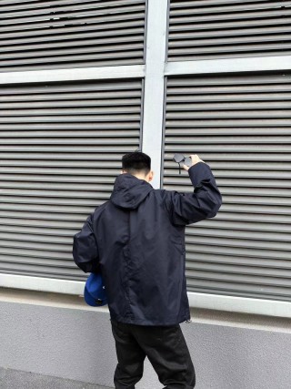 Stone Island Navy Nylon Hooded Jacket view 5