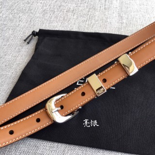 Celine Tan Leather Belt with Gold Buckle view 3