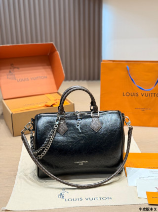 Louis Vuitton Speedy 30 Black Oil Wax Leather Bag view 1