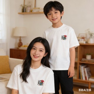 White Oversized T-Shirt with Embroidered Rose Logo view 9