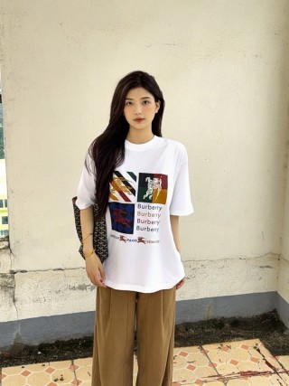 Burberry Colorblock White T-Shirt with Graphic Print view 2