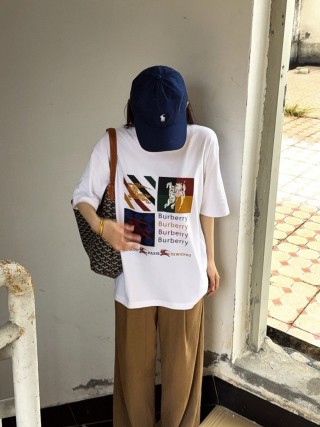 Burberry Colorblock White T-Shirt with Graphic Print view 3