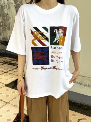 Burberry Colorblock White T-Shirt with Graphic Print view 5