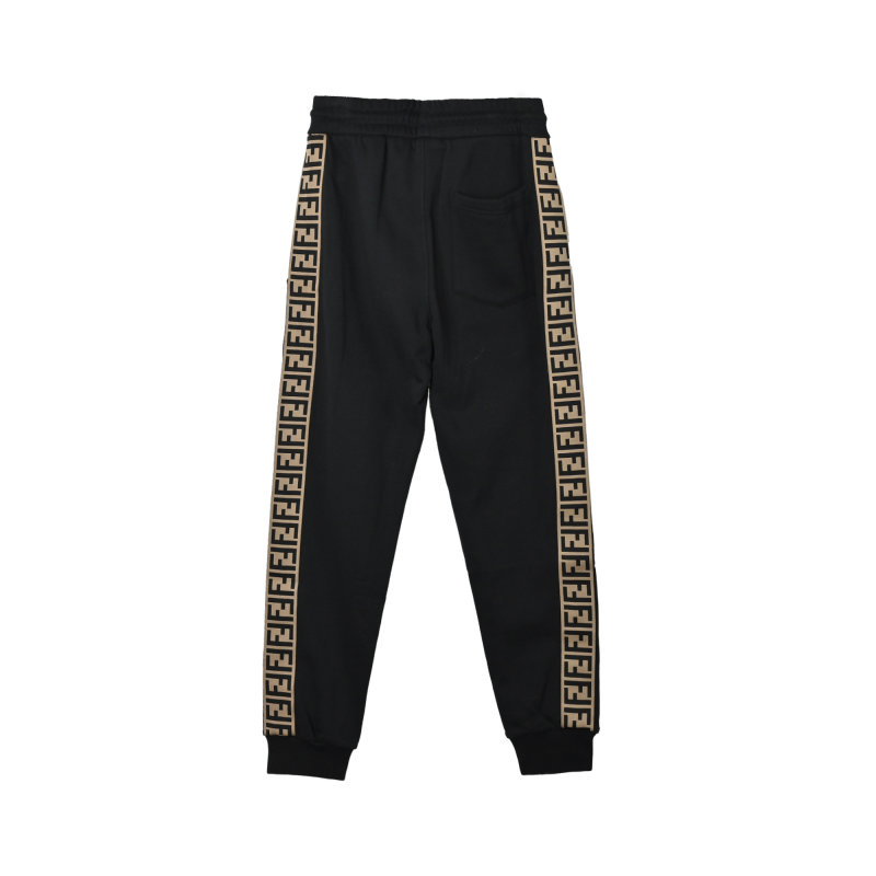 Fendi Black Track Pants with Gold FF Stripe view