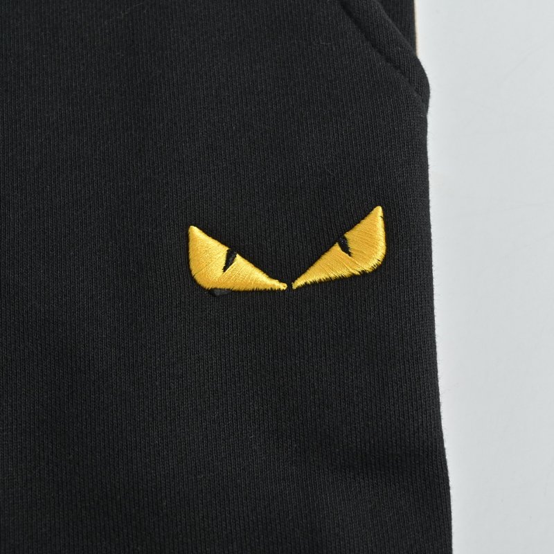 Fendi Black Track Pants with Gold FF Stripe view