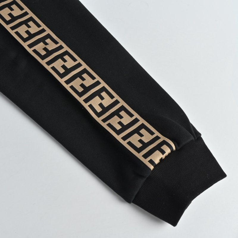 Fendi Black Track Pants with Gold FF Stripe view