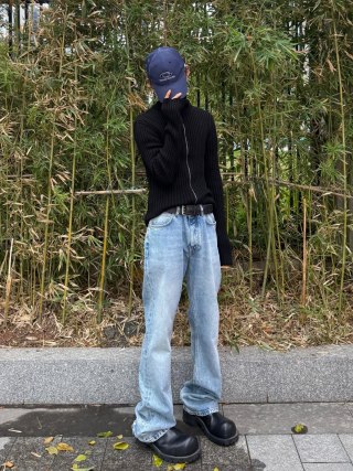Light Blue Straight Leg Denim Jeans