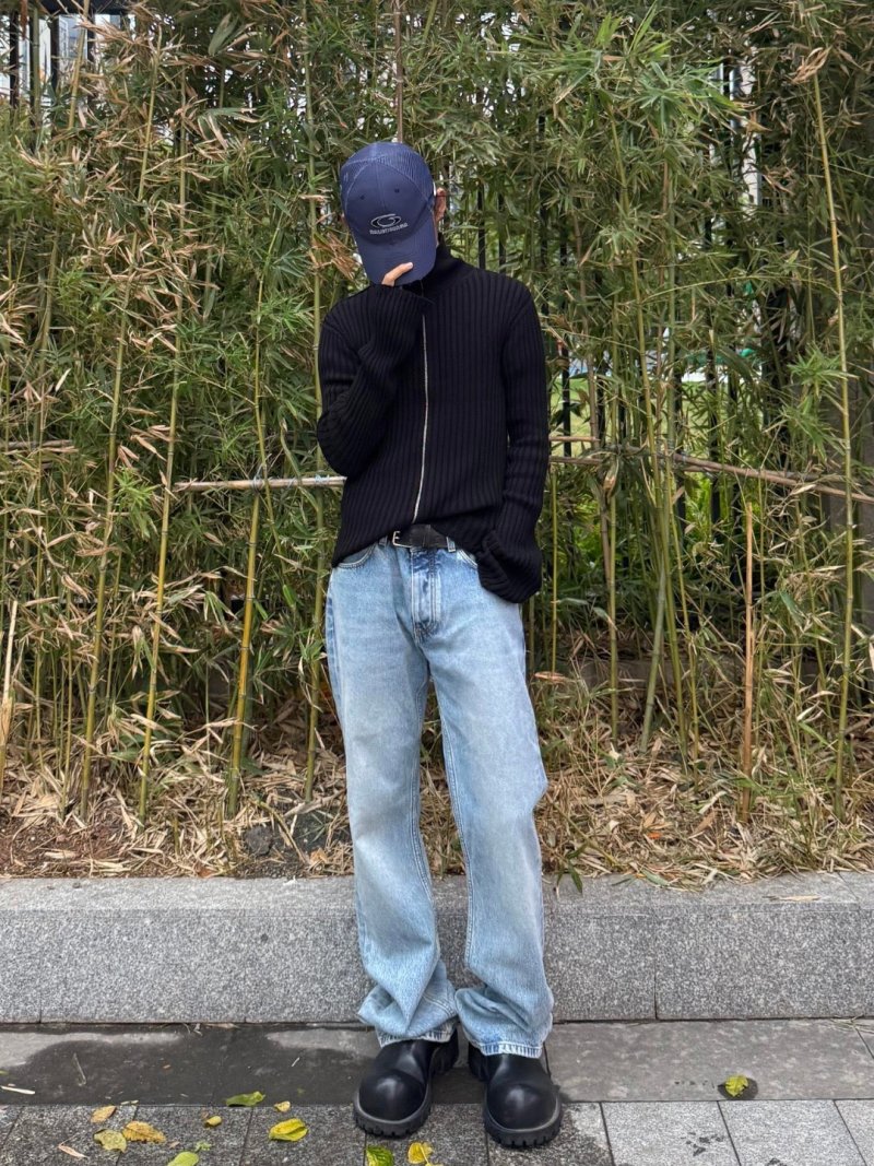 Light Blue Straight Leg Denim Jeans view
