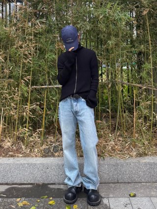 Light Blue Straight Leg Denim Jeans view 4