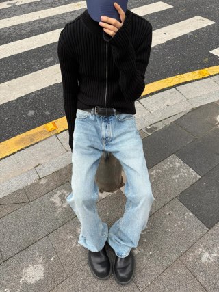 Light Blue Straight Leg Denim Jeans view 5