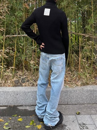 Light Blue Straight Leg Denim Jeans view 8