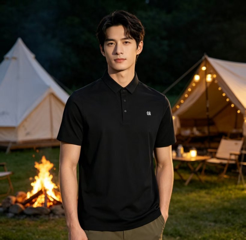 Kolon Sport Quick-Dry Black Polo Shirt view