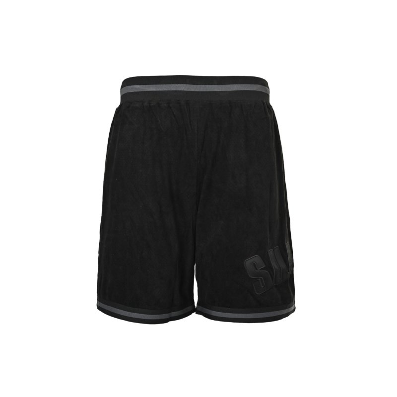 Black Mesh Basketball Shorts with Stripe Trim view