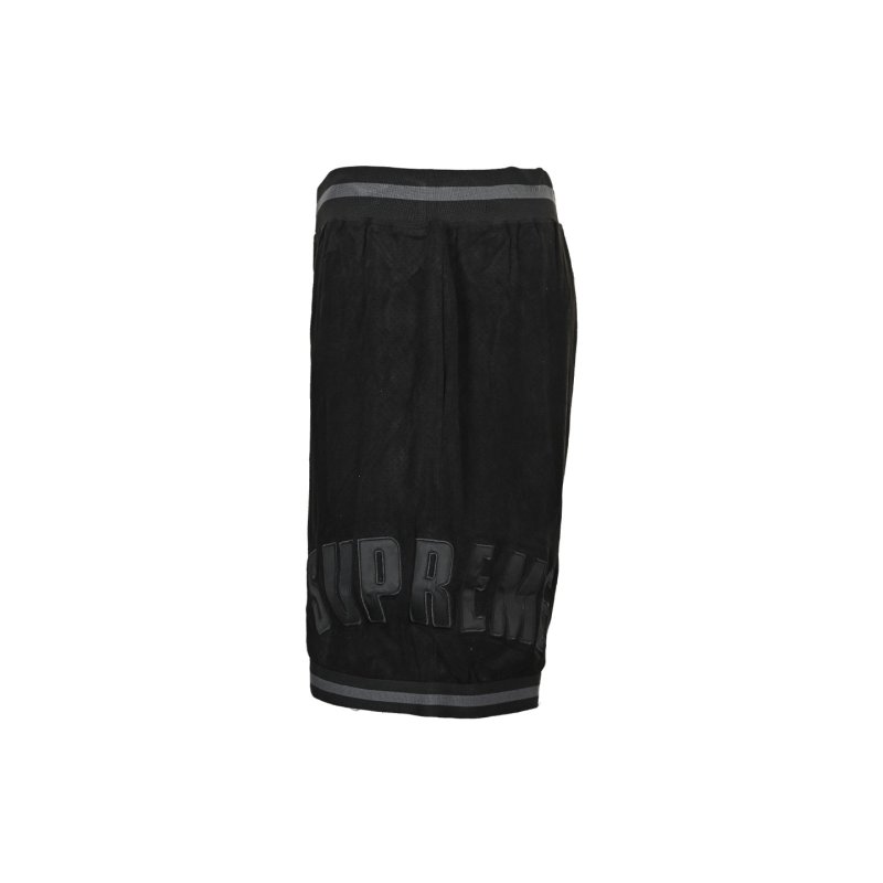 Black Mesh Basketball Shorts with Stripe Trim view