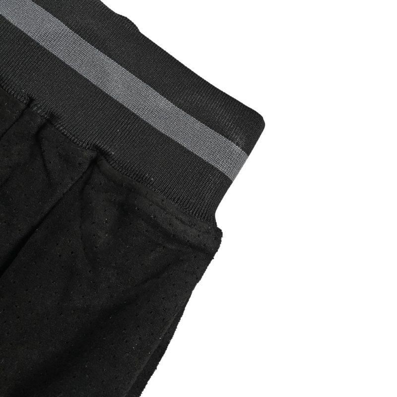Black Mesh Basketball Shorts with Stripe Trim view