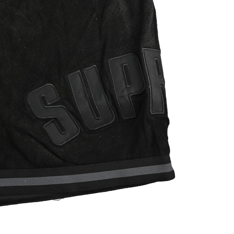 Black Mesh Basketball Shorts with Stripe Trim view
