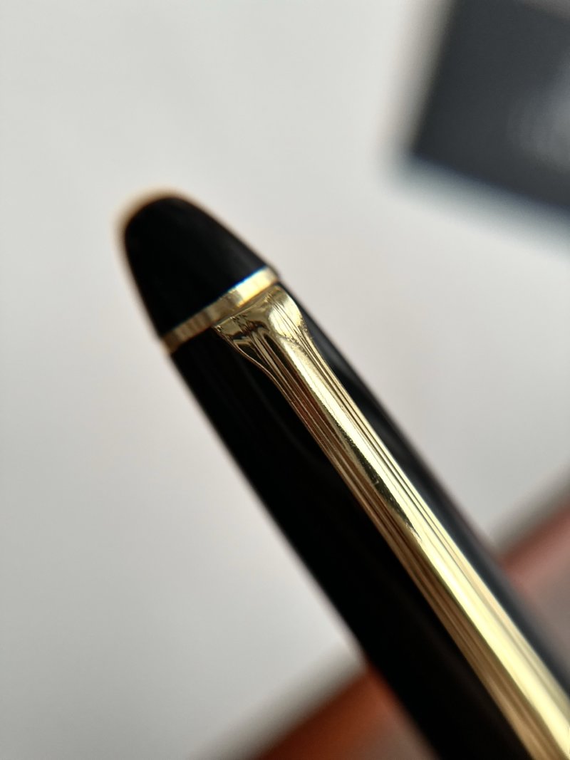 18K Gold-Plated Ballpoint Pen with Black Resin Barrel