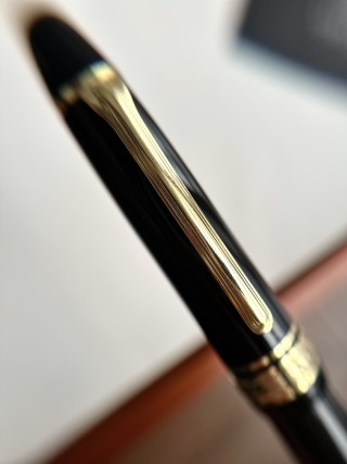18K Gold-Plated Ballpoint Pen with Black Resin Barrel view 2