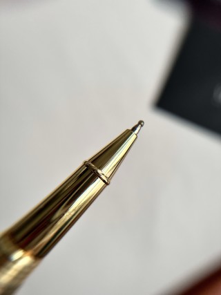 18K Gold-Plated Ballpoint Pen with Black Resin Barrel view 3