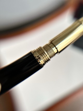 18K Gold-Plated Ballpoint Pen with Black Resin Barrel view 4
