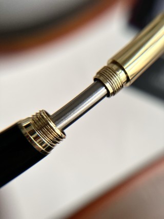 18K Gold-Plated Ballpoint Pen with Black Resin Barrel view 5