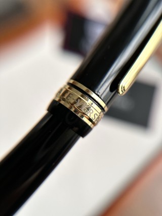 18K Gold-Plated Ballpoint Pen with Black Resin Barrel view 6