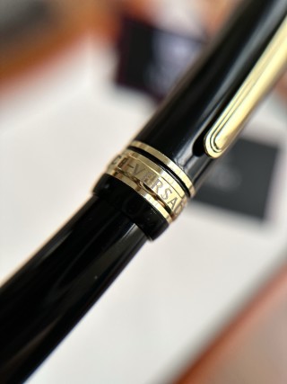 18K Gold-Plated Ballpoint Pen with Black Resin Barrel view 7
