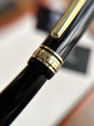 18K Gold-Plated Ballpoint Pen with Black Resin Barrel view 9