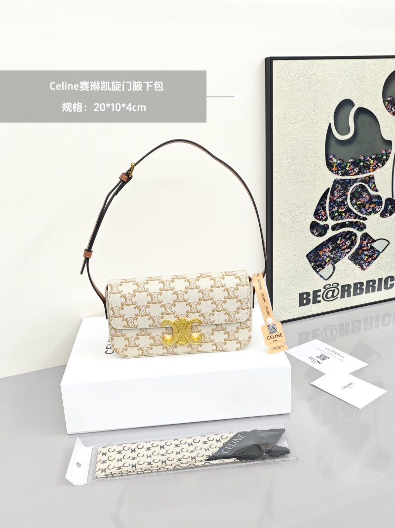Celine Triomphe Monogram Shoulder Bag Cream