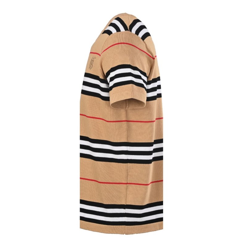 Striped Short Sleeve T-Shirt - Beige Navy Red view