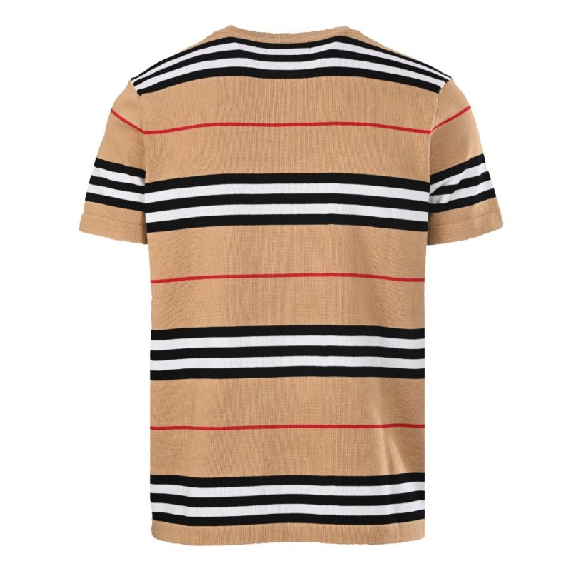Striped Short Sleeve T-Shirt - Beige Navy Red view