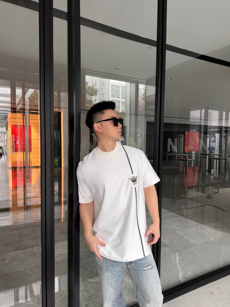 White Crown Logo T-Shirt with Navy Stripe view