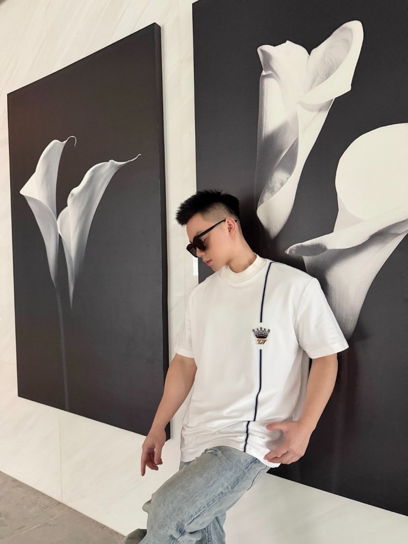 White Crown Logo T-Shirt with Navy Stripe view