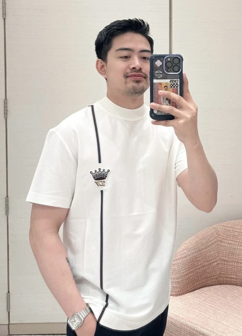 White Crown Logo T-Shirt with Navy Stripe view