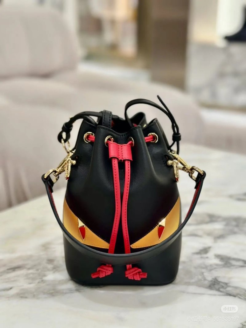 Monster Eye Bucket Bag Black Red Gold