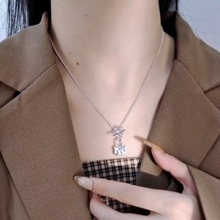 Silver Teddy Bear Pendant Necklace