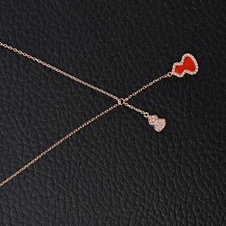 Qeelin Red Agate Gourd Tassel Necklace view 3
