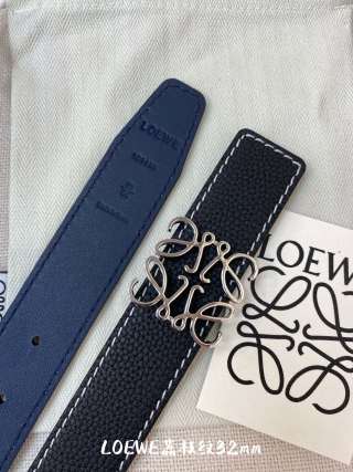 Loewe Leather Belt with Anagram Buckle – Navy