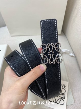 Loewe Leather Belt with Anagram Buckle – Navy view 2