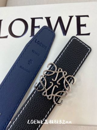 Loewe Leather Belt with Anagram Buckle – Navy view 5
