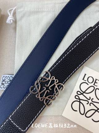 Loewe Leather Belt with Anagram Buckle – Navy view 6