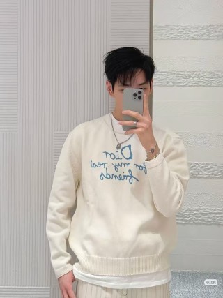 Dior Cream Knit Sweater 'For My Dear Friends' Print view 4