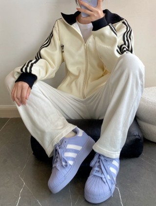 Adidas 3-Stripe Tracksuit Jacket Cream view 5