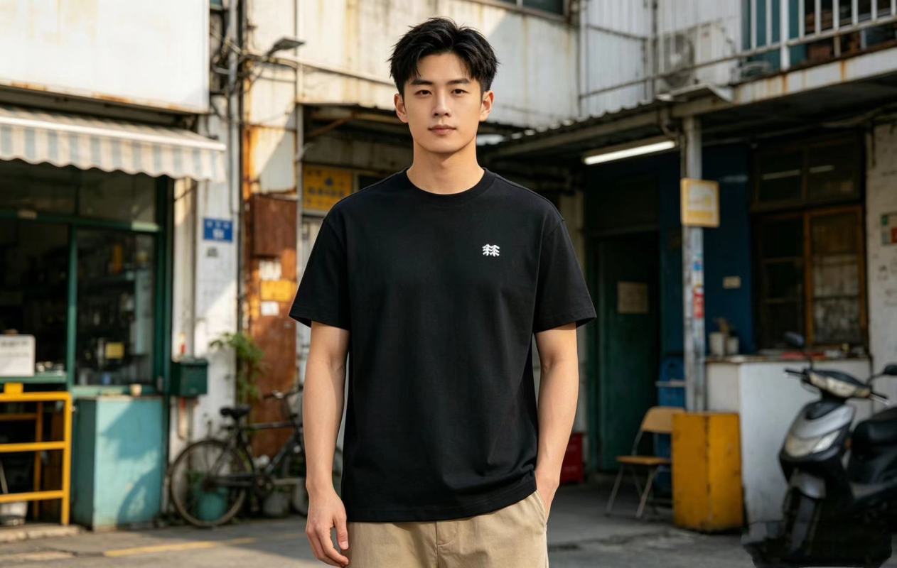 Black Minimalist Short Sleeve T-Shirt with Small Logo view