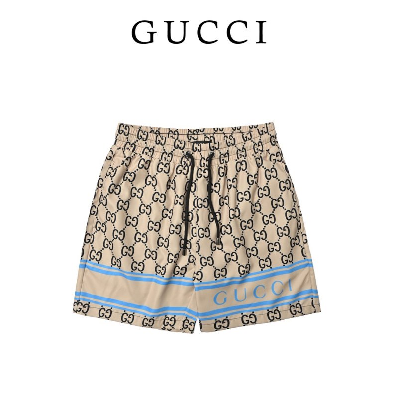 Gucci GG Monogram Shorts Cream Blue Stripe view