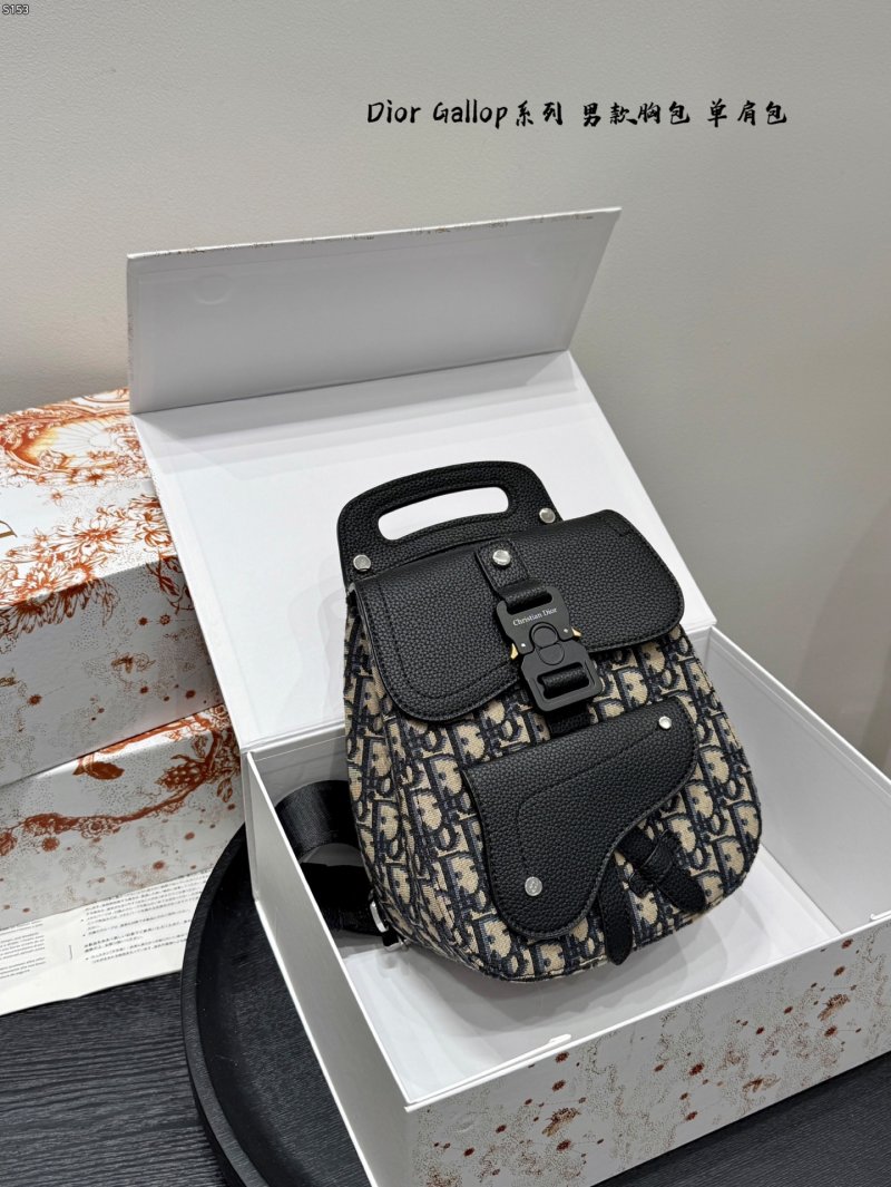 Dior Gallop Chest Bag Black Leather Canvas