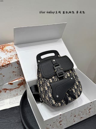 Dior Gallop Chest Bag Black Leather Canvas