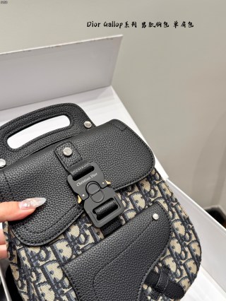 Dior Gallop Chest Bag Black Leather Canvas view 3