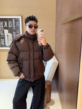 Brown Quilted Puffer Down Jacket