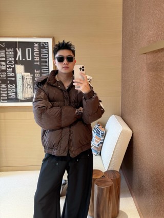 Brown Quilted Puffer Down Jacket view 2